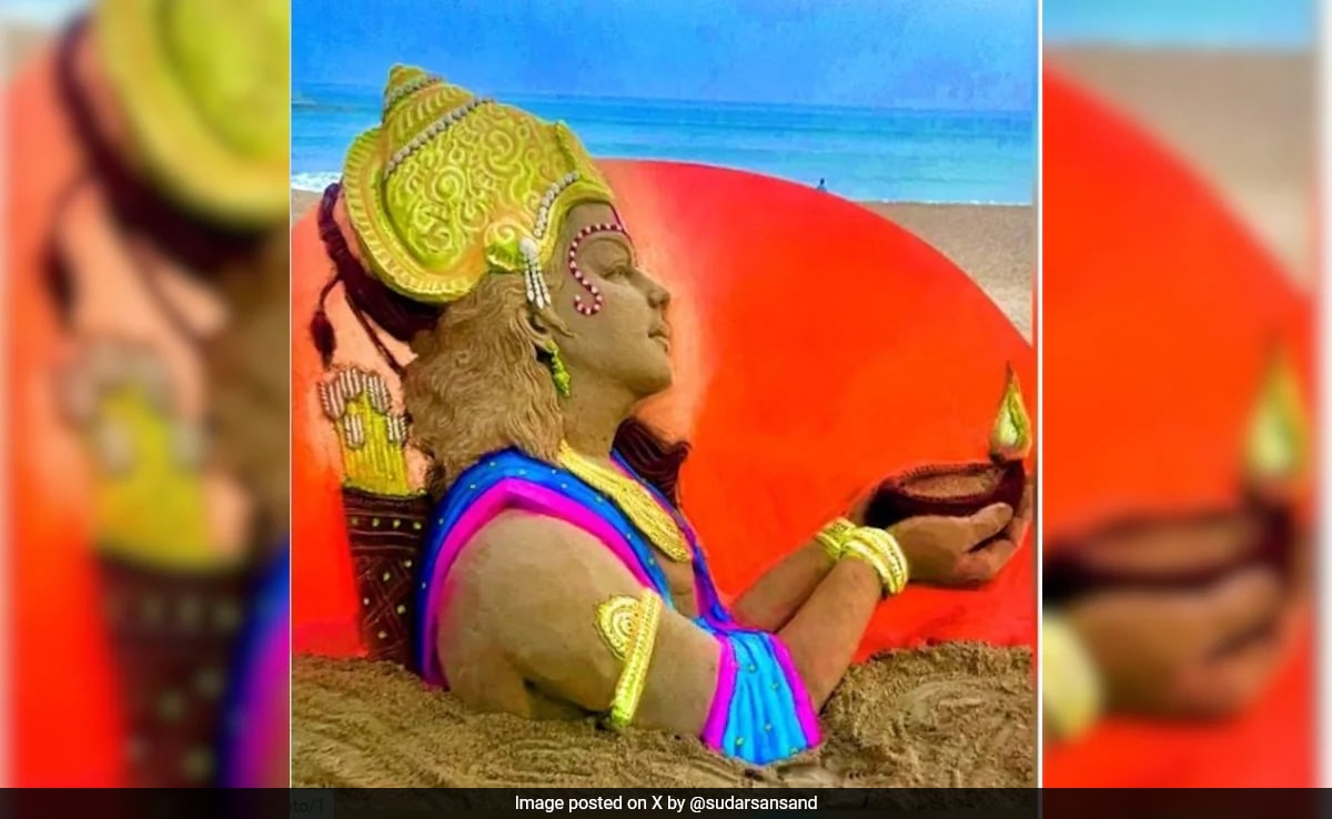 सुदर्शन पटनायक ने दिवाली के अवसर पर भगवान राम की रेत कलाकृति बनाई